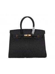 Hermes Birkin 35CM Tote Bag Black Clemence Leather H35 Gold Tl1786nV16