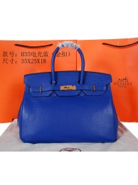 Hermes Birkin 35CM Tote Bag Blue Original Grainy Leather H35 Gold Tl1705hc46
