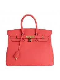 Hermes Birkin 35CM Tote Bag Light Red Original Leather H35 Gold Tl1698vN22