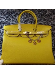 Hermes Birkin 35CM Tote Bag Litchi Leather HB35GL Lemon Tl1191DO87