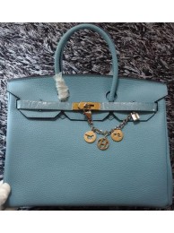 Hermes Birkin 35CM Tote Bag Litchi Leather HB35GL Light Blue Tl1190fw56