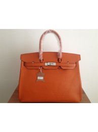 Hermes Birkin 35CM Tote Bag Orange Clemence Leather H6089 Silver Tl1398iZ66