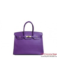 Hermes Birkin 35CM Tote Bag Purple Clemence Leather H6089 Gold Tl1871NP24