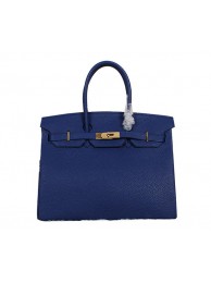 Hermes Birkin 35CM Tote Bag RoyalBlue Clemence Leather H35 Gold Tl1778Ri95