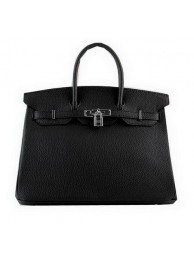 Hermes Birkin 35CM Tote Bags Black Grainy Leather H-35 Silver Tl1421nV16