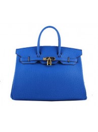 Hermes Birkin 35CM Tote Bags Blue Grainy Leather H-35 Gold Tl1424Xr72