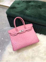 Hermes Birkin Bag Original Leather Ostrich skin HBK2530 pink Tl476pB23