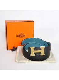 Hermes Bovine Jugular Veins In Blue Belt HR1007A Gold Tl3761pB23