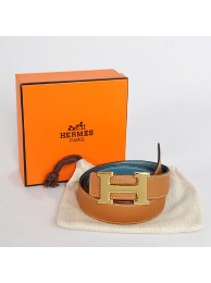 Hermes Bovine Jugular Veins In Blue Belt HR1010A Gold Tl3755oJ62