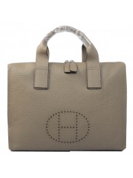 Hermes Briefcase Original Grainy Leather H8813 Grey Tl1628Tk78