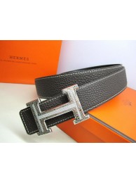 Hermes Calf Leather Diamond Belt HB118 Black Silver Tl3817Zw99