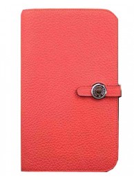 Hermes Compact Passport Holder Original Leather Wallet Light Red Tl2169Xp72