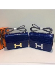 Hermes Constance Bag Croco Leather H9978C Blue Tl874HB29