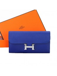 Hermes Constance Long Wallets Original Calfskin Leather A909 Blue Tl2208UE80