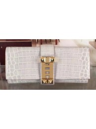 Hermes Croco Leather Clutch H88017 Grey Tl1024zS17