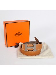 Hermes Dark Gray Bovine Jugular Veins Belt HR1009B Silver Tl3756De45