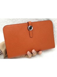 Hermes Dogon Combined Wallet Litchi Leather A508 Orange Tl2107jf20