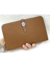 Hermes Dogon Combined Wallet Litchi Leather A508 Wheat Tl2100dV68