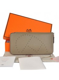 Hermes Evelyn Long Wallet Zip Purse A808 Dark Grey Tl2306Va47