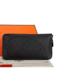 Hermes Evelyn Long Zip Wallet A808 Black Tl2264tg76