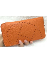 Hermes Evelyn Long Zip Wallet Litchi A808 Orange Tl2126HW50