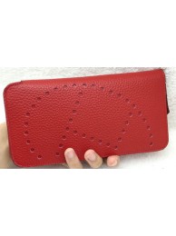 Hermes Evelyn Long Zip Wallet Litchi A808 Red Tl2124MO84