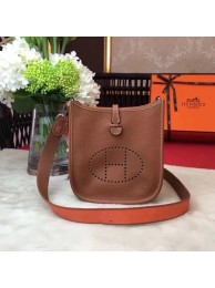 Hermes Evelyne mini 17cm Messenger Bag Original Calf Leather H1187 Light tan Tl800nB26