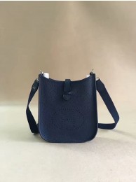 Hermes Evelyne original togo leather mini Shoulder Bag H15698 dark blue Tl448Ty85