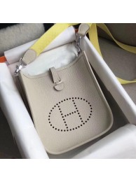 Hermes Evelyne original togo leather mini Shoulder Bag H15698 light gray Tl729VI95