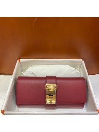 Hermes H Medor swift Leather Clutch 37566 Burgundy&gold hardware Tl126uT54