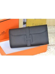 Hermes Jige Clutch Bag Calfskin Leather Black Tl1520fr81