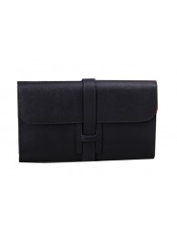 Hermes Jige Clutch Bag Calfskin Leather H8057 Black Tl1459VI95