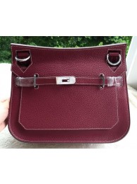 Hermes Jypsiere 31CM Shoulder Bag Calfskin Leather H0880 Wine Tl955Wi77