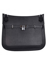 Hermes Jypsiere 34CM Shoulder Bag Silver Hardware Black Tl1988tQ92