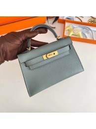 Hermes Kelly 19cm Shoulder Bags Epsom Leather KL19 Gold hardware Almond green Tl185KX51