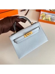 Hermes Kelly 19cm Shoulder Bags Epsom Leather KL19 Gold hardware Glacier blue Tl189nQ90