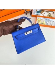 Hermes Kelly 19cm Shoulder Bags Epsom Leather KL19 Silver hardware Electro optic blue Tl208hi67