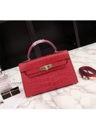 Hermes Kelly 19cm Tote Bag crocodile Leather KL19 red Tl762Yf79