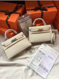 Hermes Kelly 22cm Handle Bag Epsom Leather KL22 Cream Tl436EW67
