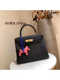 Hermes Kelly 28cm Shoulder Bags Togo Leather KL28 Black Tl446tL32