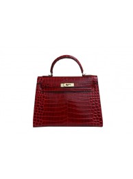 Hermes Kelly 32cm Shoulder Bag Red Croco Patent Leather K32 Gold Tl1835lk46