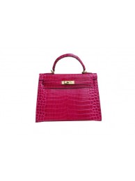 Hermes Kelly 32cm Shoulder Bag Rose Croco Patent Leather K32 Gold Tl1839MB38