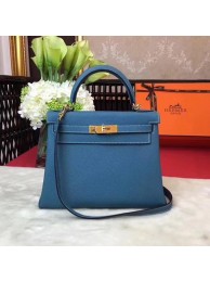 Hermes Kelly 32cm Shoulder Bag TOGO Leather KY32 Blue Tl885Jz48