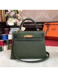 Hermes Kelly 32cm Shoulder Bag TOGO Leather KY32 Green Tl884fH28
