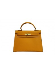 Hermes Kelly 32cm Shoulder Bag Yellow Saffiano Leather K32 Gold Tl1807EC68