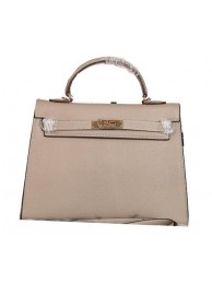Hermes Kelly 32cm Shoulder Bags Grained Leather Grey Tl1432xh67
