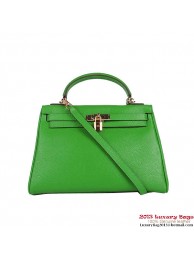 Hermes Kelly 32cm Shoulder Bags Green Clemence Leather Gold Tl1885fr81