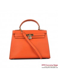 Hermes Kelly 32cm Shoulder Bags H6108 Orange Leather Gold Tl1916kC27