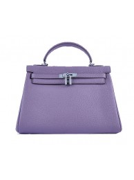 Hermes Kelly 32cm Shoulder Bags Lavender Grainy Leather Silver Tl1580aj95