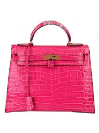 Hermes Kelly 32cm Shoulder Bags Peach Iridescent Croco Leather Gold Tl1602bW68